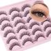 Goddvenus False Eyelashes D Curl Russian Strip Lashes Pack 3D Natural Cat Eye Lashes Wispy Fake Eyelashes Premium False Lashes Thin Cotton Band Fake Lashes 12 Pairs D curl wispy