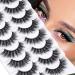 Cat Eye Lashes Mink Fluffy Natural Wispy False Eyelashes Strip Curly 3D Effect Fake Eyelashes Fluffy Volume Natural Look 17MM 8 Pairs Pack by PHKERATA D-17MM