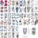 Hotoyannia 62 Sheets Black Large-Size Temporary Tattoos Stickers for Women Men and Girl - 10 Realistic and Long-Lasting Halloween Tattoos with Scary Wolf Lion Tiger Skeleton Skul - Buy Online on GoSupps.com
