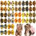 JpGdn 24Pcs/12Pairs Dog Hair Bows with Rubber Band Autumn Sunflower Pattern for Girls Female Cat Rabbit Puppy Poodle Top Knot Elastic Hair Bowknot Grooming Accessories Attachment Sunflower Autumn 24