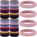 Elcoho 100 seamless cotton hair gums for women and girls thick elastic hair bands no folds ponytail holder hair accessories mixed candy colors