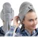 Eponox Premium Microfiber Hair Towel - Quick-Drying Super Soft Elastic Band Waffle Design for Long Hair - Ideal Hair Dryer Towel in Gray - Buy Online on GoSupps.com