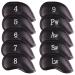Premium Magnetic Leather Iron and Wedge Golf Club Head Covers | Fits Most Clubs | Embroidered Embroidered Club Label on Both Sides of Club Head Cover 4-Lw (Set of 10 Covers)