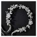 SWEETV Sliver Flower-Leaf Bridal Headpieces for Wedding Headband Bride Hair Pieces Crystal Flower Girl Hair Accessories
