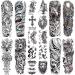 CUTELIILI Halloween Temporary Tattoo for Men and Women 18 Sheets 8 Sheets full Sleeve Tattoo and 10 Sheets Half Arm Tattoos Waterproof Fake Tattoos That Look Real and Last Long Christmas Gift