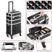 Yaheetech 3 in 1 Rolling Makeup Train Case | Professional Cosmetic Trolley with Swivel Wheels and Key | Large Aluminum Suitcase with Diamond Pattern - Black - Buy Online on GoSupps.com