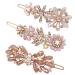 3PCS Rhinestone Bling Flower Small Mini Barrette Decorative Hair Clips Accessories for Thin Hair Women