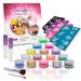 Glitter Tattoo Kit - Amazing Gift Idea for Girls (15 X-Large Color Jars  32 Temporary Tattoos Stencils  2 Glue Applicator & 2 Cosmetic Brushes) Hypoallergenic  Waterproof and Easy to Apply