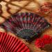 Women Rose Flower Hair Clip & Sequins Fabric Folding Fan Set for Flamenco Dancer Costume & Halloween Cosplay - Buy Online on GoSupps.com
