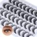 Newcally Lashes Mink Fluffy 20 Pairs False Eyelashes D Curl Strip Lashes Natural Like Eyelash Extensions 5D Volume Fake Eye Lashes Multipack 2 Styles
