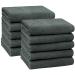Zollner 10 Set towels in 50x100 cm - suction -strong and soft shower towels in dark gray - with a practical hanger - washable up to 60 C - cotton - hotel quality 10x towels anthracite