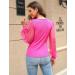 Fayenne Womens Tops Deep V Neck Cross Wrap Sexy Tops Polka Dot Mesh Long Sleeve T Shirt Casual Blouses S Hot Pink - Buy Online on GoSupps.com