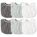 GROBRO7 6Pcs Baby Cotton Gauze Bib White Grey Breastfeeding Teething Bibs Muslin Absorbent Baby Bibs Adjustable Snap Burp Cloths Soft Set for Unisex Newborn Infant Toddlers Boys Girls(0-36 Months)