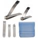 LULUKO Fingernail and Toenail Clippers 5Pack Nail Clippers Set Adult Stainless Steel Nail Cutters with Leather Case