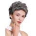 WIG ME UP B-HH-12-GREY | Stylish Short Wavy Human Hair Wig for Women & Men - Dark Grey Fashionable Look - Buy Online on GoSupps.com