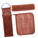 Beavorty 1 Set Bath Towel Back Body Scrubber Exfoliating African Net Back Scrubber with Handles Brown Nylon