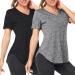 Deaviya Sport T-Shirt Women Fitness Sport Shirt Short Arms V-neck shirt for women workout gym yoga shirt lady black+gray XL