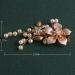 Bridal Flower Hair Clip with Faux Pearls - Rose Gold Handmade Headpiece for Wedding, Brides, Bridesmaids - Buy Online on GoSupps.com