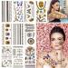 10 Sheets 100+ Designs Gold Temporary Tattoos for Women Girls Adults  Metallic Face Glitter Tattoo Stickers Flash Fake Tattoos That Look Real and Last Long  Waterproof Gold Tattoos Temporary Realistic