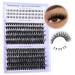 TOOCHUNAG Fluffy Lash Clusters with Bottom Lashes Thick Cluster Eyelash Extensions Wispy Individual Lashes with Lower Eyelash Clusters 10-18mm 80D+100D Clusters Lashes DIY Curly Lash Extension at Home C-Fluffy80D+100D+Bottom Lashes