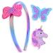 FROG SAC Interchangeable Charm Headbands for Girls  Butterfly Bow Unicorn Kids Headband  Sparkle Rhinestone Little Girl Hair Bands  Sparkly Toddlers Hair Accessories  Sparkle Toddler for Children Unicorn/Butterfly/Bow