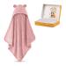 Fuchsundpanda hooded towel baby extra thick warm and soft |75x75cm baby towel with hood (100% bamboo) |Baby towel hood with great gift packaging (peony)