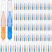 100 pieces interdental brush toothpick dental tooth floss head mouth hygiene interdental brush tooth flap toothpick cleaners cleaning tool (orange and blue)