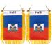 ZXvZYT 3 X 5 Inch Haiti Window Hanging Flag Haitian Small Mini Car Flags Banners Rearview Mirror Decoration - with Suction Cup & Golden Fringy Banner(2 Pack)