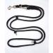 Premium dog leash double line 2.80m 4 -fold black turning leash top quality own production - our lines do not have to travel around the world 2.80m double linen black
