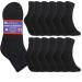 Special Essentials 12 Pairs Men's Cotton Diabetic Ankle Socks Black Grey White X-Large Black
