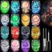 Chunky Glitter and Glow in The Dark Glitter 16 Colors with Glue Set 1 Holographic Body Glitter + Glow Glitter for Women Face Body Nail Hair Makeup at The Concert/Festival/Rave Party 16 colors with Peach Red Blue