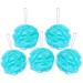 BRUBAKER Cosmetics - 5x Peeling or Massage Sponge Bath Sponge Shower Sponge with Hanger - Light Blue