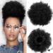 WILLBOND 2 Pieces Afro Puff Drawstring Ponytail Synthetic Short Curly Hair Afro Bun Extension Afro Chignon Hairpieces Wig Updo Hair Extensions (Black) black-1b
