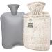 Qomfor Hot Water Bottle with Cover - Premium Fluffy Faux Fur Cover with Kangaroo Pocket - 1.8l Large - Hot Water Bag for Pain Relief Neck and Shoulders Hands and Feet Cosy Nights (Dark Brown)