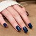 Novo ovo nails to stick on short corner oval press on fake nails angular dark blue monochrome pure color artificial fingernails for sticking up artificial nails with glue before dawn