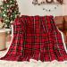 inhand Sherpa Throw Blanket Plaid Warm Cozy Throw Blankets for Couch Sofa Bed Flannel Fluffy Plush Fleece Blankets and Throws Christmas Blanket for Adults Women Men(Dark Red 50 x 60 ) Dark Red 50 x 60