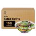 Comfy Package Bulk Case of 3/50 Sets 24 oz. Clear Plastic Salad Bowls To Go With Airtight Lids 24 oz 150 Count - Clear
