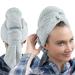 Eponox Premium Haarurban microfiber towel with an elastic band hair towel towel quick -drying ideal for long hair & super soft hair dryer towel in waffle design light blue