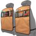 Lusso Gear Heavy Duty Kick Mats (2 Pk) - Back Seat Protector Sag Proof Waterproof Car Back Seat Cover for Kids Who Make Big Messes 3 Reinforced Storage Pockets Premium Oxford Fabric (Tan)