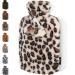 Hot Water Bottle with Soft Premium Cover - 1.8L Large - Classic Hot Water Bag for Pain Relief, Cramps, Cozy Nights - Feet and Bed Warmer - Hot Pack - Great Gift - Leopard Cream