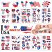 Masper 10 Sheets USA Tattoos Temporary  80 Patriotic Tattoos  4th of July Temporary Tattoos  American Flag Red White and Blue Tattoos  USA Face Tattoos 10 Count (Pack of 1)