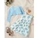 Puseky Toddler Girl Floral Print Dress and Cardigan Set - 5-6 Years Blue - Buy Online on GoSupps.com