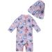Bonverano Baby Girls Swimsuit UPF 50+ UV Protection One Piece Sunsuit with Sun Cap - Purple (2 Years) - Buy Online on GoSupps.com