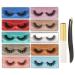 False Eyelashes Wispy 18mm Faux Mink Lashes Pack Set with GLUE TWEEZER TOOL Eye Lashes Sets Pack 10 Pairs 10 Styles Mixed Soft Reusable Fake Eyelashes Bulk with Glitter Portable Boxes style i - 10 Pairs Set (Glue Tweezer)