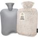 Qomfor Hot Water Bottle with Fluffy Faux Fur Cover - 1.8l Large - Pain Relief for Neck, Shoulders, Hands, Feet - Dark Brown - Buy Online on GoSupps.com