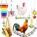 Chicken Toys for Coop, PBIEHSR 7 PCS Chicken Xylophone, Chicken Swing, Chicken Mirror Toy, Chicken Ladder Bridge, Chicken Vegetable String Bag and Fruit Hanging Feeder Multicolor