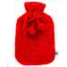 axion - fluffy hot water bottle with cover - in red plush with pompoms
