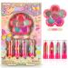 Hot Focus Makeup Kit for Girls with 4 Kids Lipsticks & Glitter Eyeshadow Palette - Kid Friendly, Washable Beauty Kit - Pretend Play Make Up Set - Cosmetics Gifts for Little Girls (Applicator Included) Flower