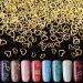 PAGOW 1000pcs 3D Gold Heart Nail Art Metal Charm Kit Love Small Metallic DIY Studs Sequins Decoration Spring Summer Accessories Gift for Women Girl(5/6mm)