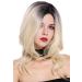 WIG ME UP ZM-1733-613CR1B | Voluminous Ombre Shoulder Length Ladies Wig - Black Platinum Blonde Slightly Wavy Middle Parting - Buy Online on GoSupps.com